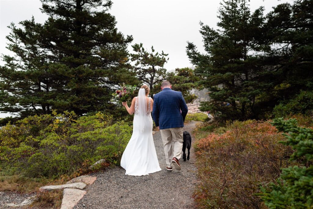 Gorham Mountain Trail, Acadia Elopement, Acadia Wedding, Dog Elopement, Maine Wedding